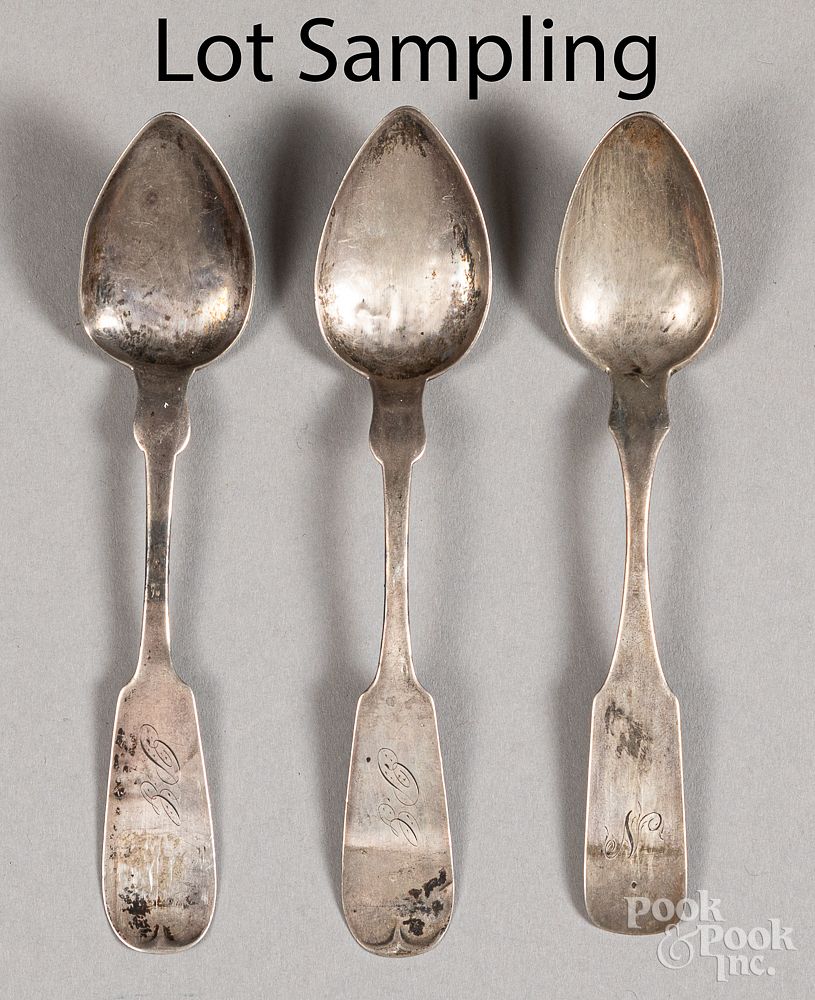 Appraisal: Coin silver spoons Coin silver spoons by S Blanchard N