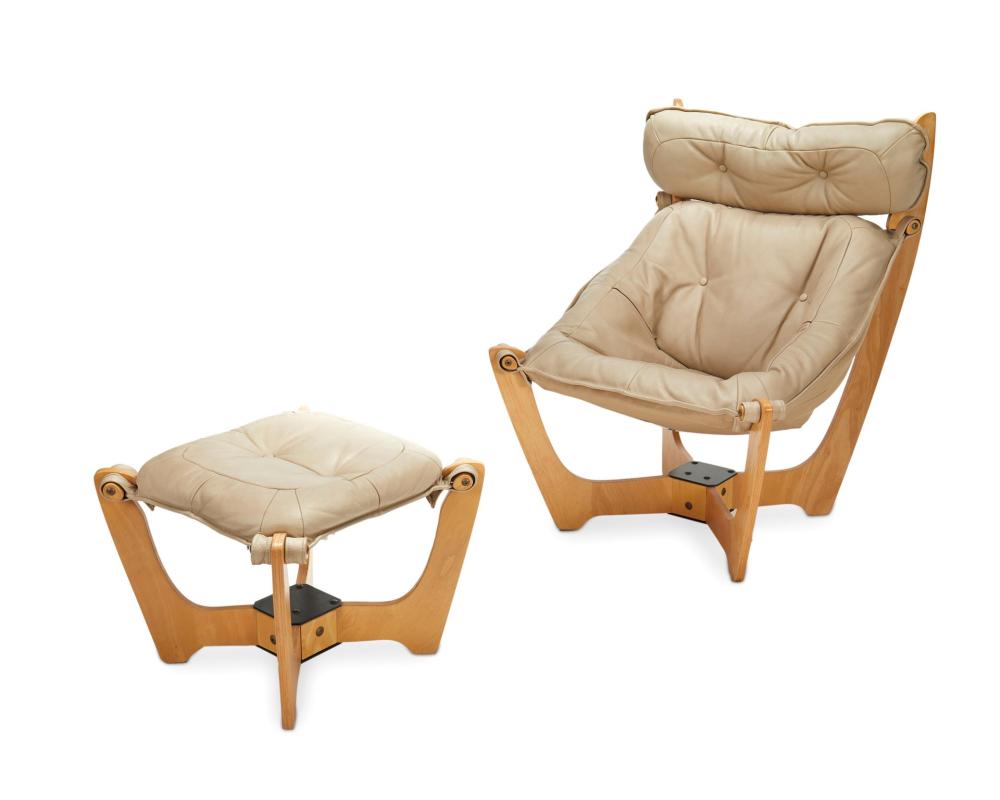 Appraisal: An Odd Knutsen LUNA lounge chair and ottoman for Hjellegjerde