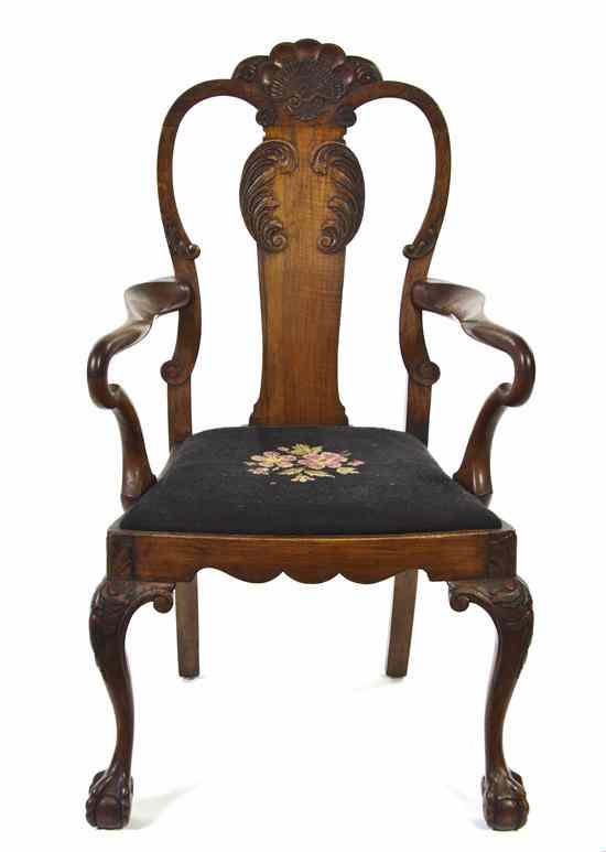 Appraisal: An American Mahogany Chippendale Style Open Armchair in the manner