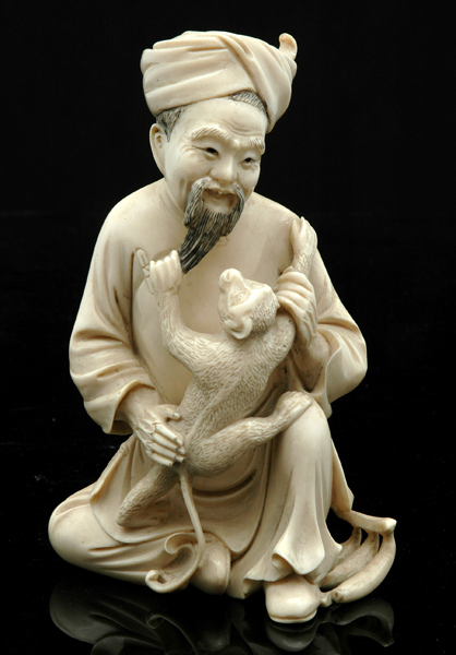 Appraisal: A CARVED IVORY FIGURAL GROUP th Century The image depicting