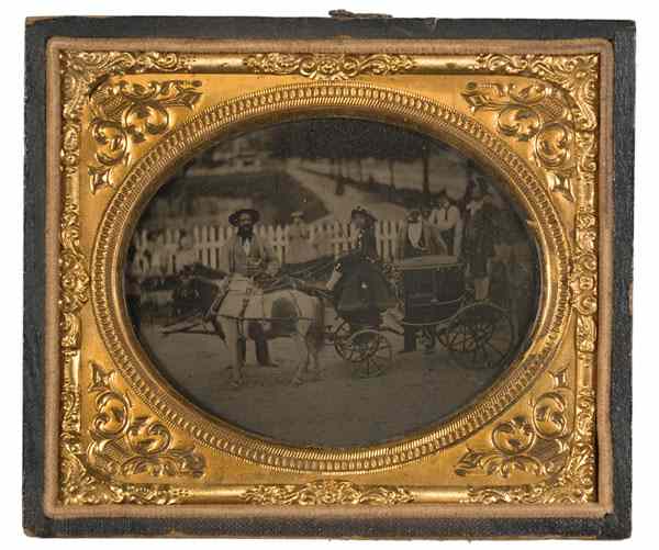 Appraisal: Tom Thumb's ''Fairy'' Carriage and Miniature Horses Sixth Plate Ambrotype