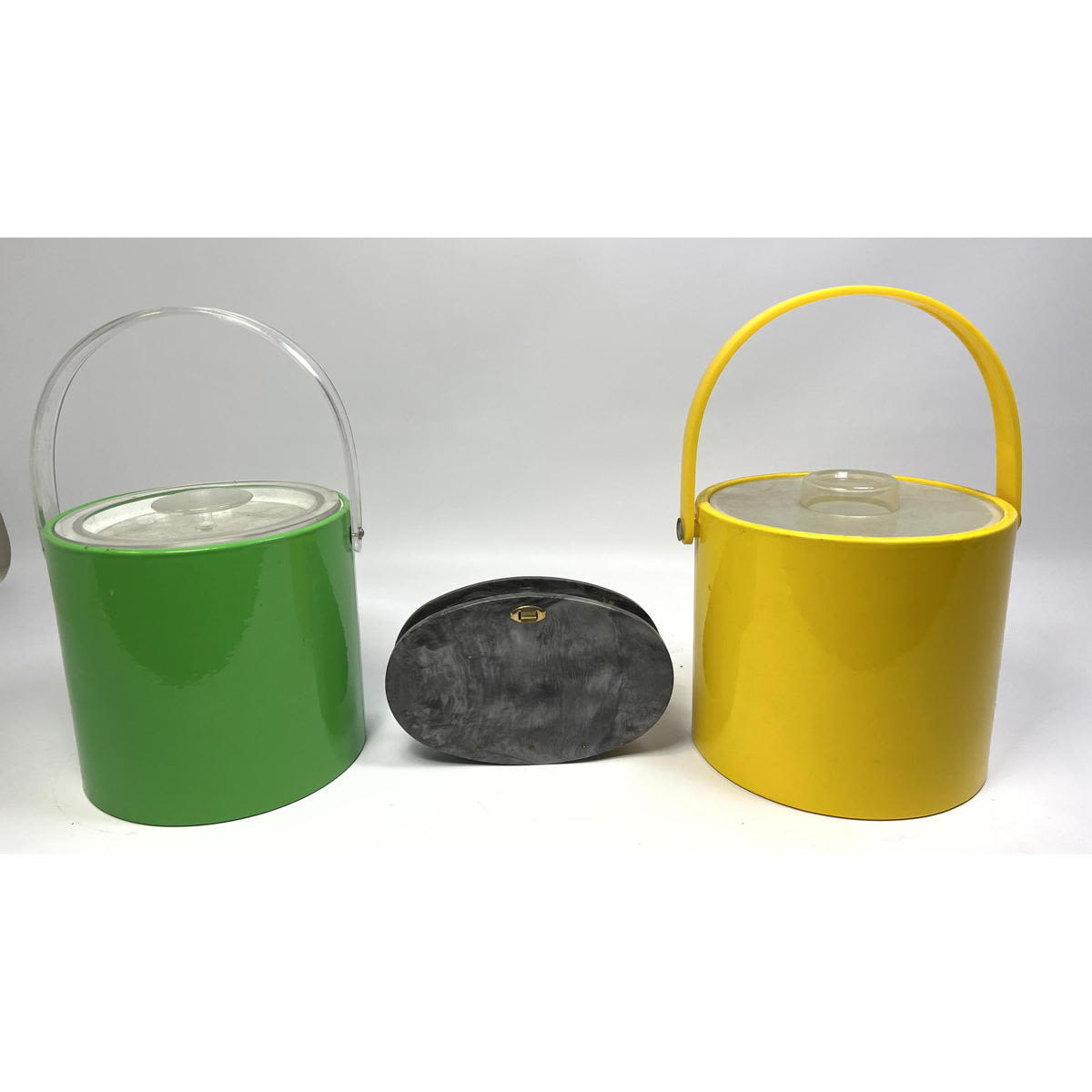 Appraisal: pcs Colorful Mid Century Modern Ice buckets and small acrylic