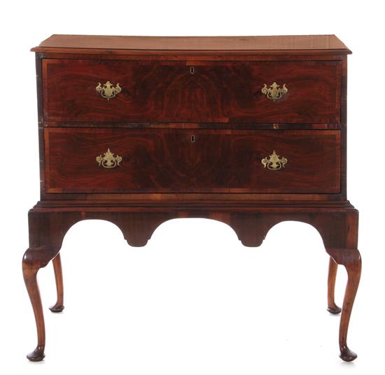 Appraisal: Queen Anne style walnut chest on stand mid th century