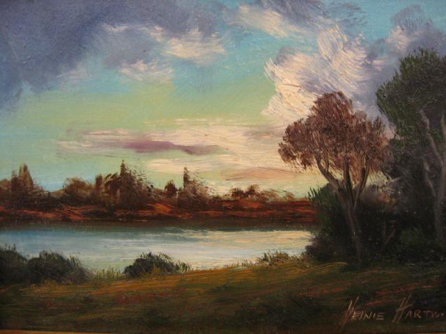 Appraisal: Heinie Hartwig Oil on Board landscape with stream x image