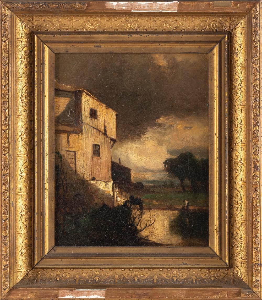 Appraisal: AMERICAN SCHOOL TH CENTURY LANDSCAPE WITH BARN AND OTHER BUILDINGS