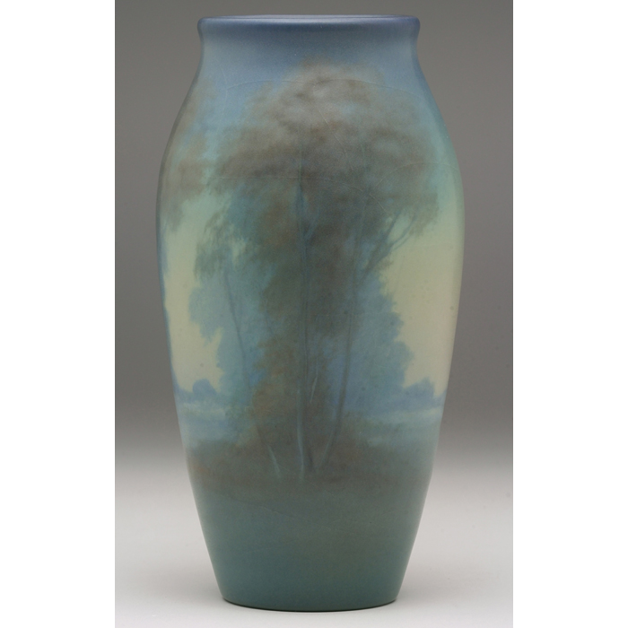 Appraisal: Rookwood vase scenic landscape in a Vellum with nicely painted