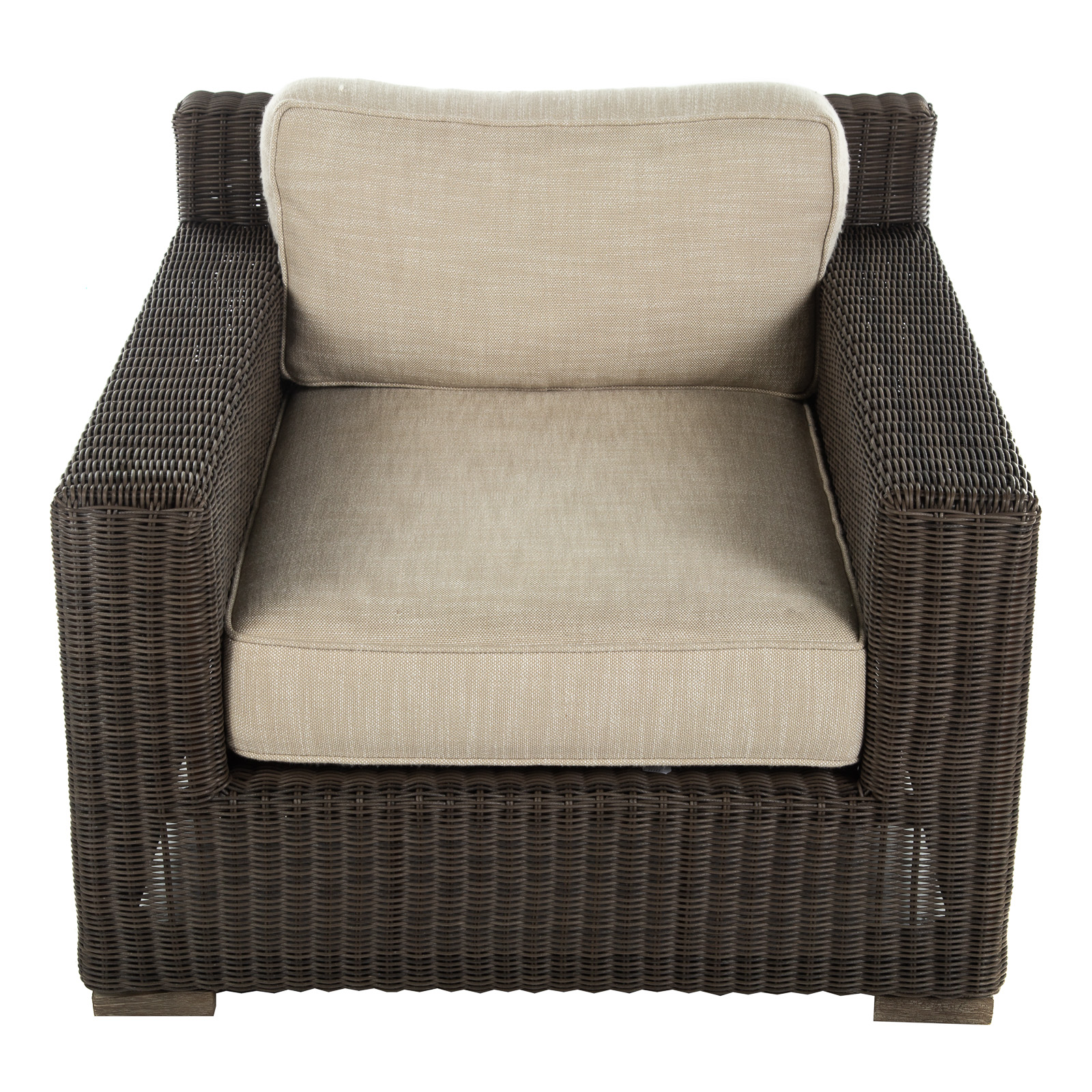 Appraisal: RESTORATION HARDWARE WICKER CLUB CHAIR st century with removable upholstered