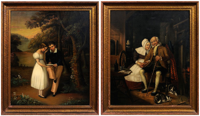 Appraisal: British School th century Youth and Old Age two oils