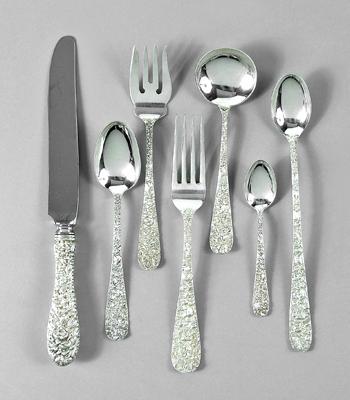 Appraisal: Stieff Repouss sterling flatware pieces service for two with monograms