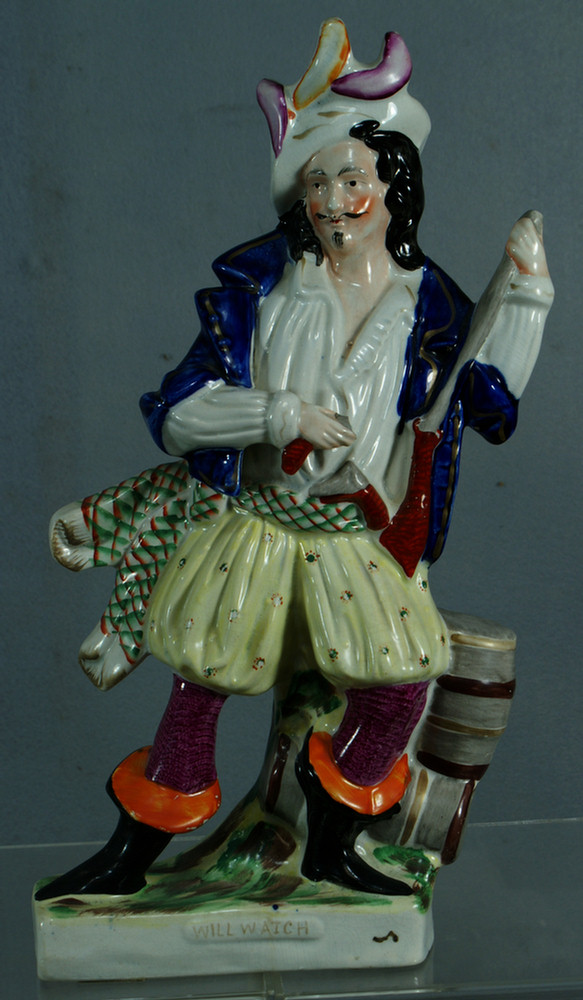 Appraisal: English Staffordshire figure titled Will Watch h c damage to