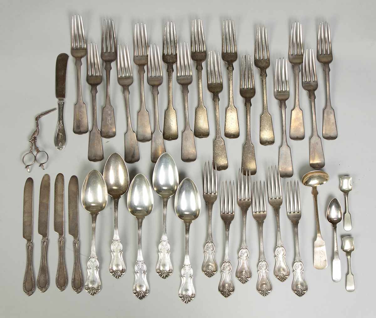 Appraisal: Misc Silver Flatware Geo Hoyt dinner forks mono J W