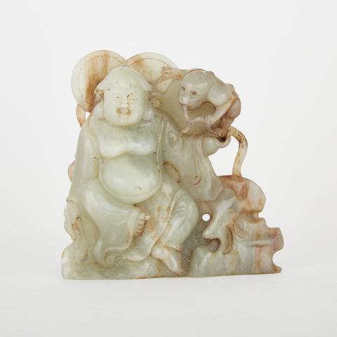 Appraisal: A Jade Carving of Liu Hai with a Toad Late