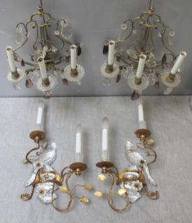 Appraisal: Pairs of Antique Sconces Including a Pair of Gilt Metal