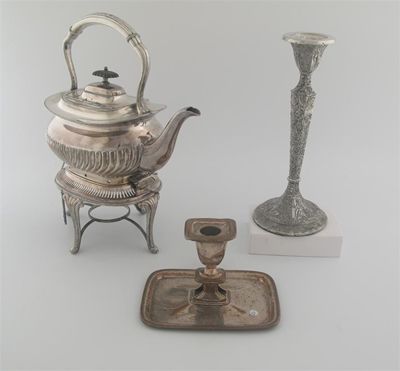 Appraisal: A mixed lot of plated ware a three-piece part-fluted teaset