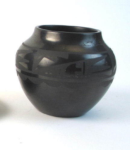 Appraisal: SAN ILDEFONSO BLACKWARE JAR signed by Santana wife of Maria