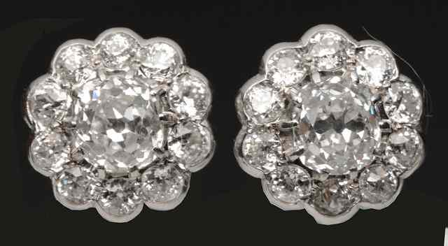 Appraisal: A PAIR OF DIAMOND SET EAR CLIPS central old cut