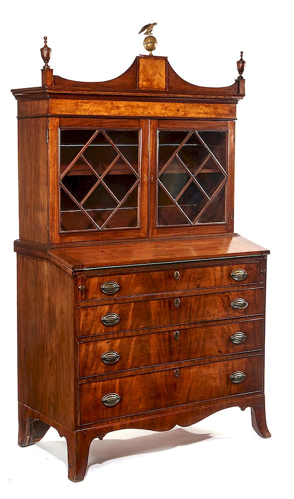 Appraisal: Federal mahogany secretary bookcase Federal mahogany secretary bookcase Early th