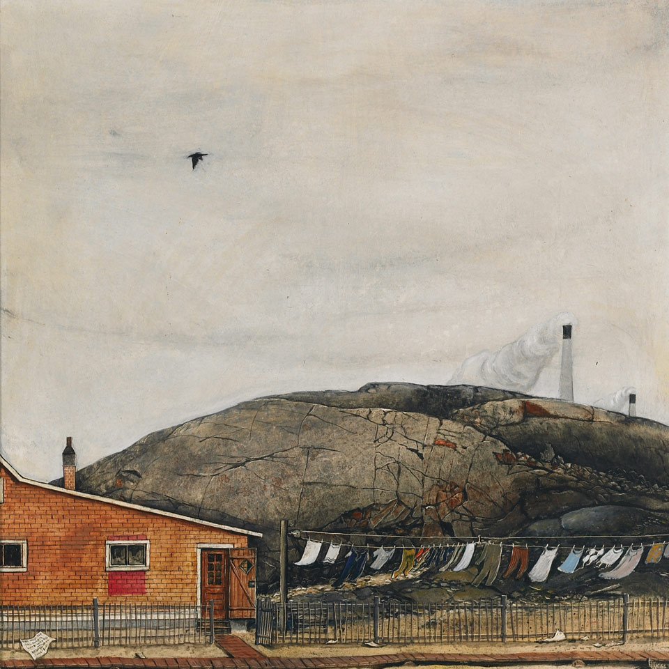 Appraisal: WILLIAM KURELEK R C A CONISTON CLOTHESLINE oil on board