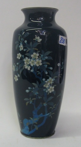 Appraisal: A JAPANESE CLOISONNE ENAMEL VASE The deep cobalt blue field