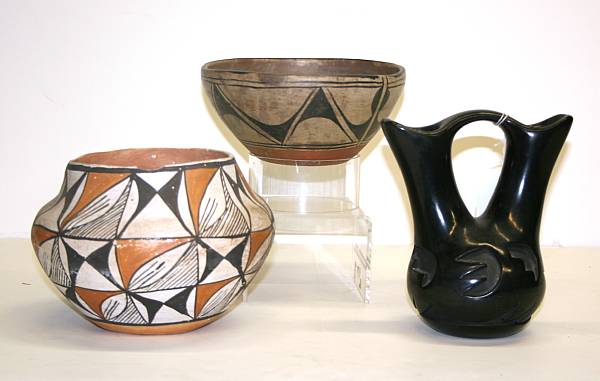 Appraisal: Three Pueblo pottery items Including a Santo Domingo bowl an