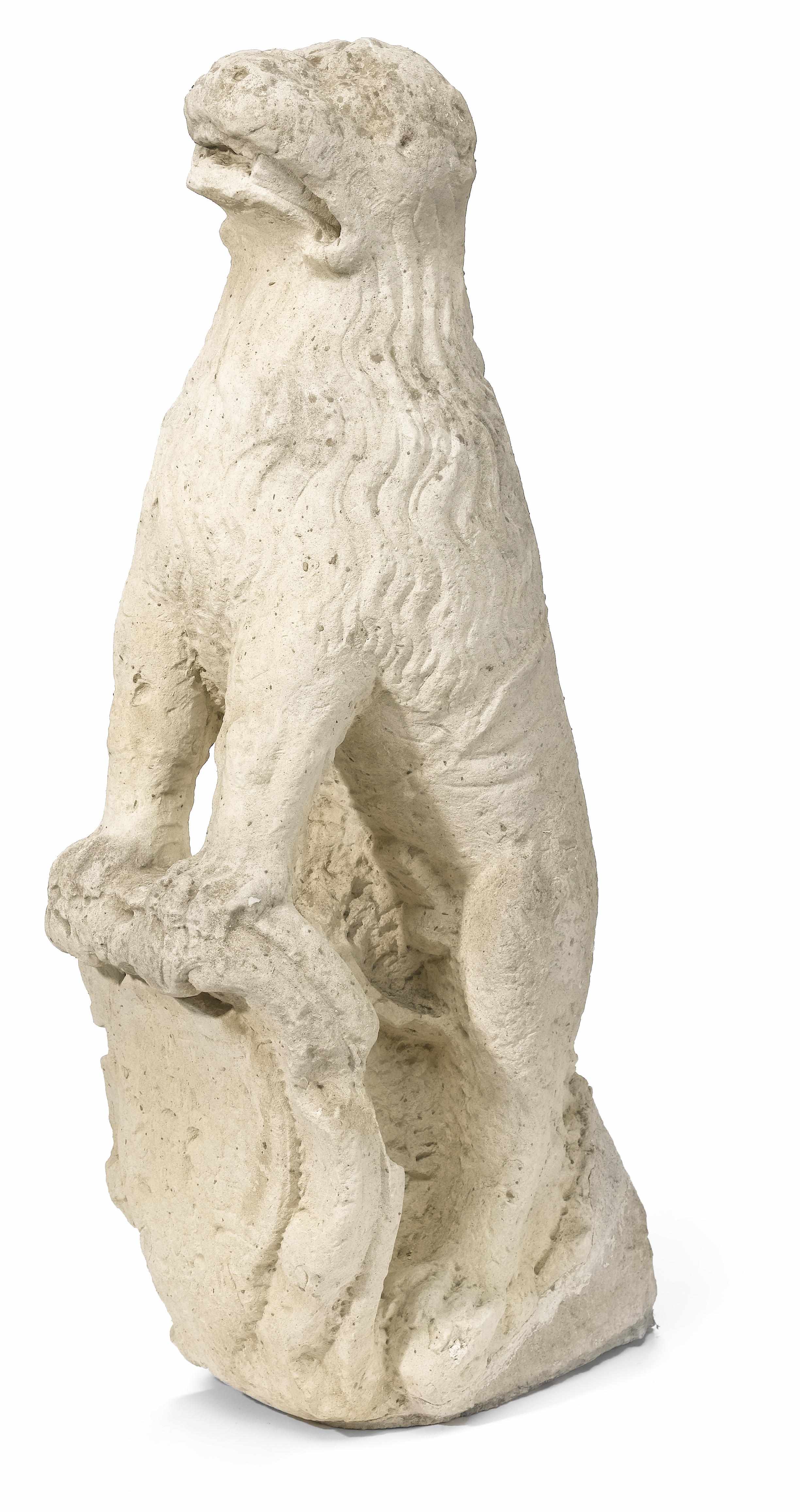 Appraisal: A Continental Baroque carved limestone figure of a lion with