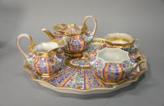 Appraisal: Six piece French porcelain tete-a-tete tea set to include sugar