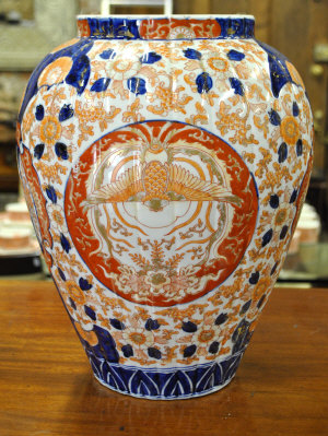 Appraisal: A Japanese Imari large reeded ovoid vase gilded and painted