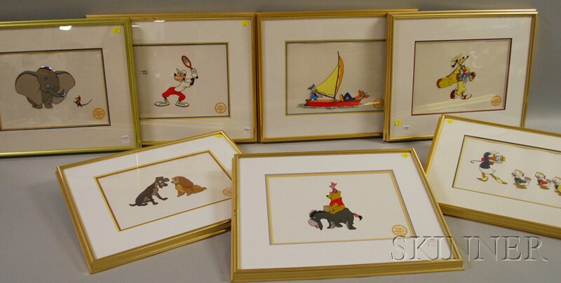 Appraisal: Seven Framed Limited Edition Walt Disney Serigraph Cels including Lady