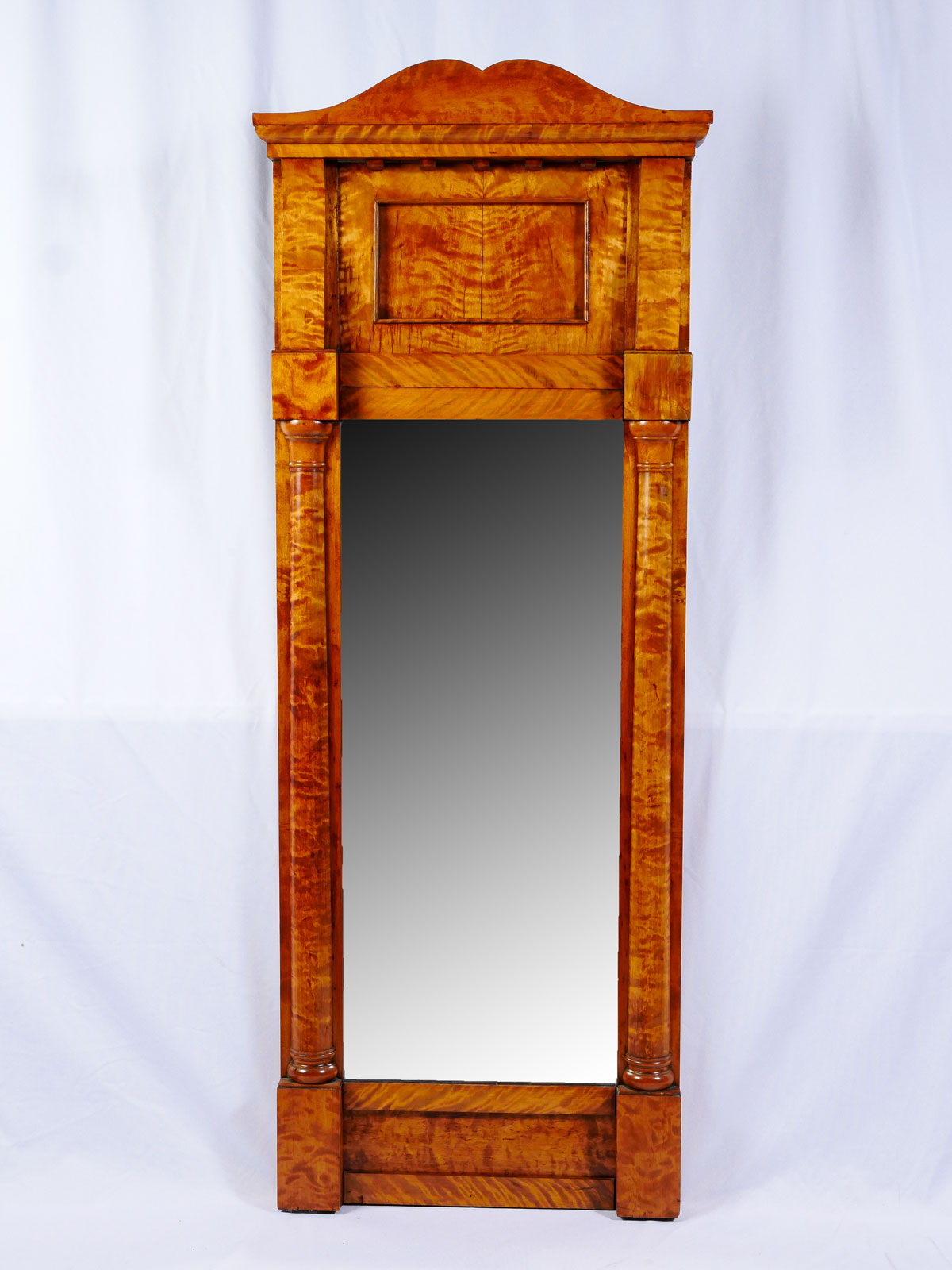 Appraisal: EARLY GERMAN FLAME BIRCH BIEDERMEIER MIRROR Bavarian Flame Birch Biedermeier