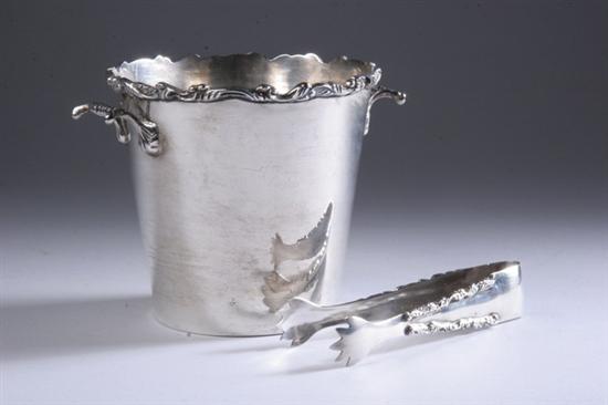 Appraisal: MEXICAN STERLING SILVER ICE BUCKET AND MATCHING TONGS Circa s