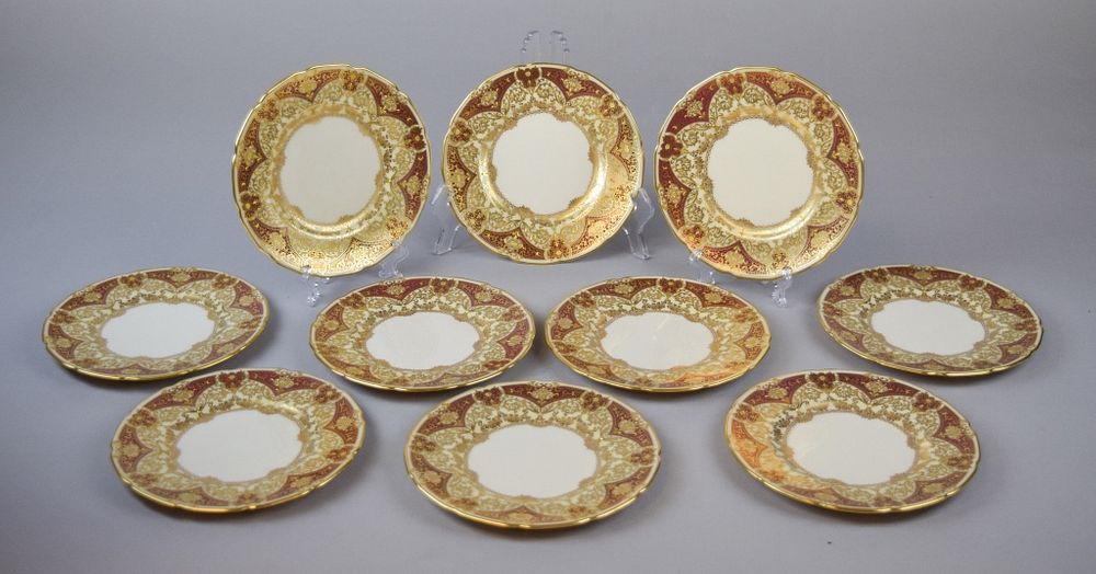 Appraisal: Lenox Green Mark Bread Butter Plates Lenox retailed by Marshall