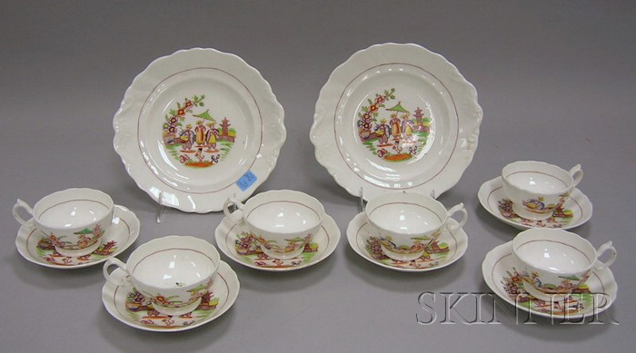 Appraisal: New Hall Partial Tea Service including six teacups and saucers