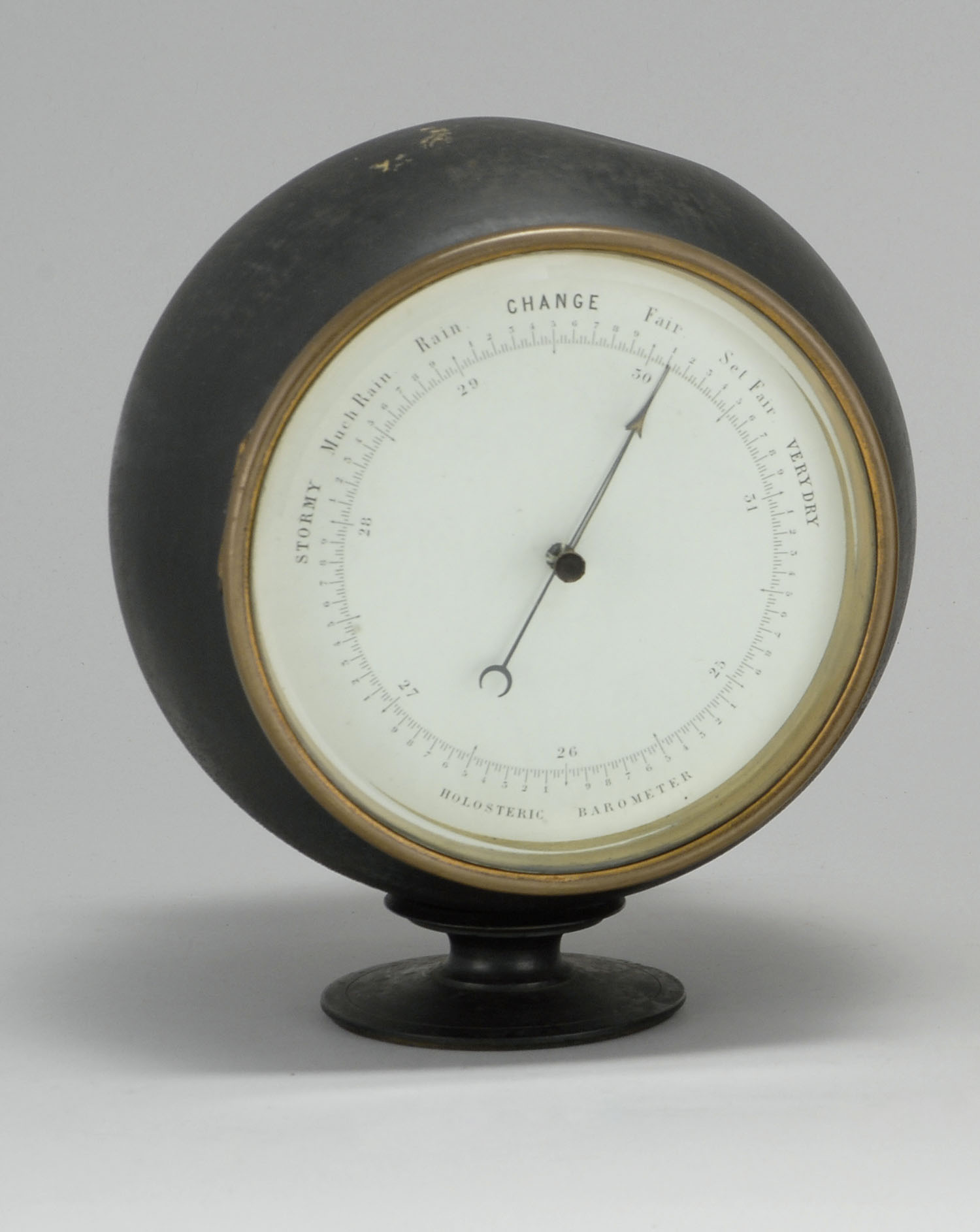 Appraisal: LATE TH CENTURY HOLOSTERIC BAROMETER in globular form with printed