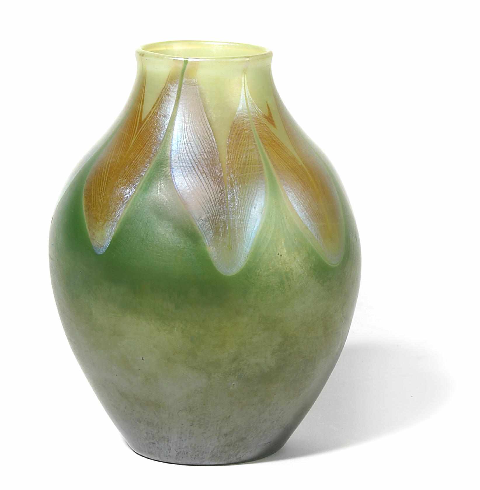 Appraisal: A Tiffany Studios decorated Favrile glass vase circa inscribed L