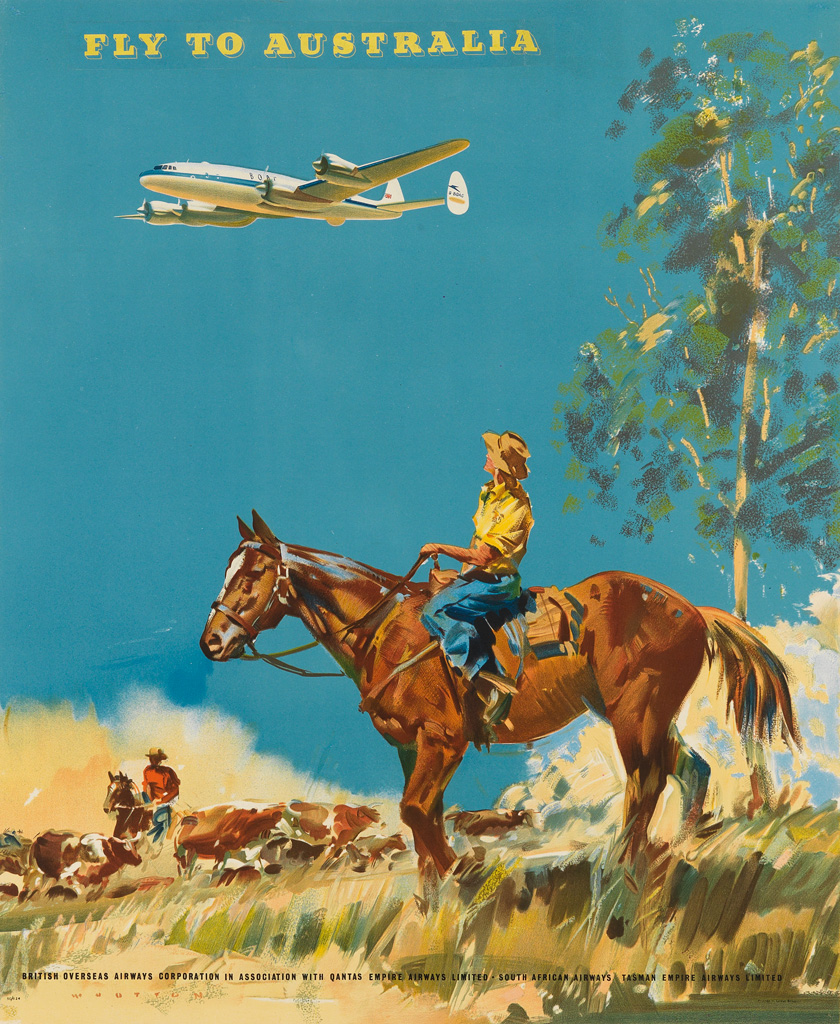 Appraisal: FRANK WOOTTON - FLY TO AUSTRALIA x inches x cm