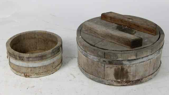 Appraisal: Three graduated stilton cheese moulds and a cover