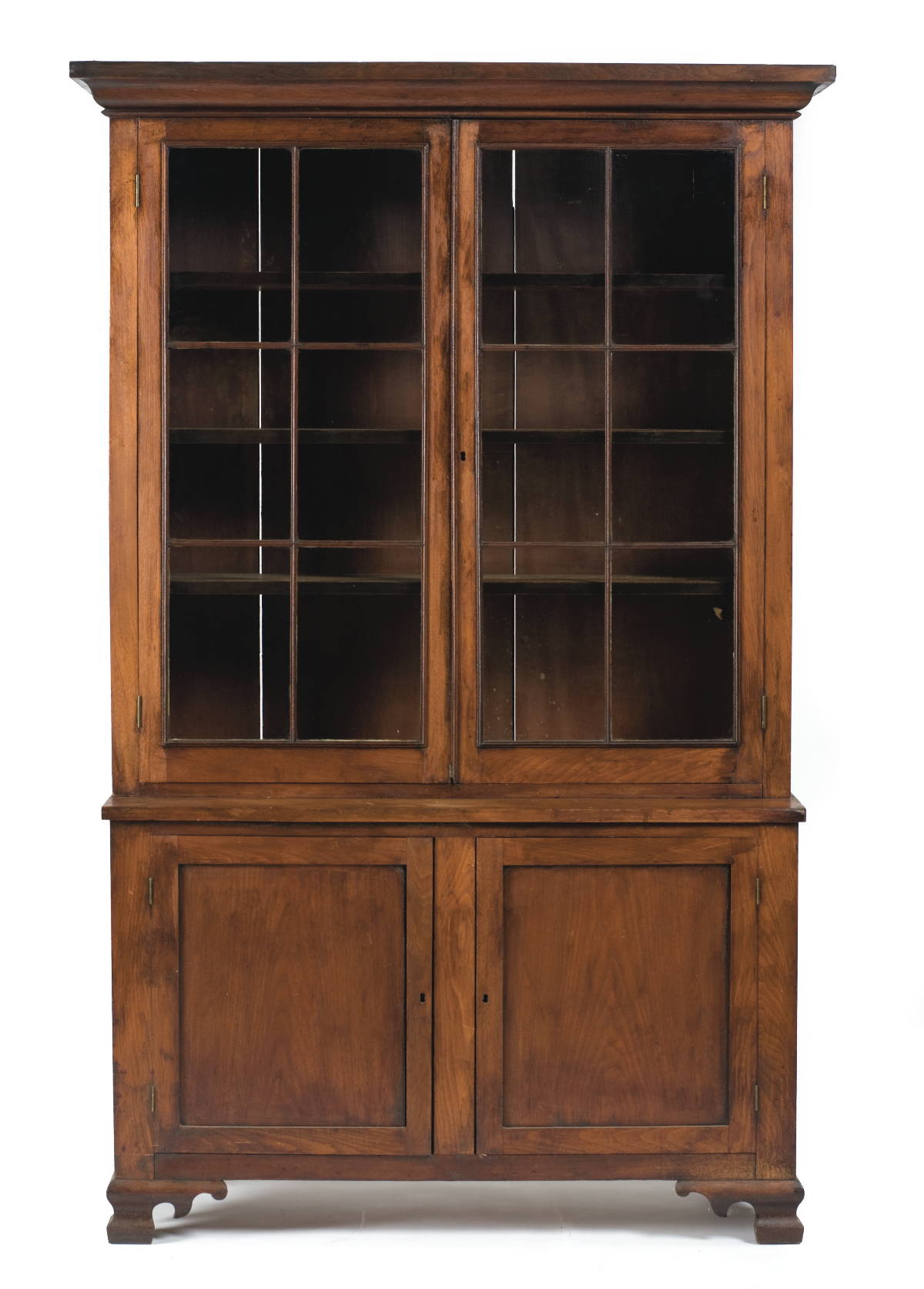 Appraisal: NEW ENGLAND CHIPPENDALE WALNUT TWO-PART LIBRARY BOOKCASE POSSIBLY VERMONT The