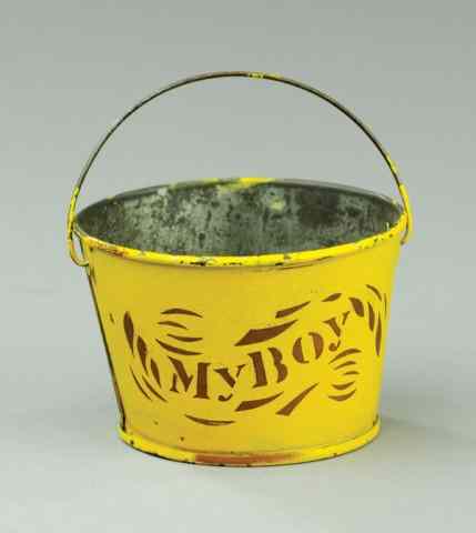 Appraisal: 'MY BOY'' PAIL Early hand painted pail with wire bail