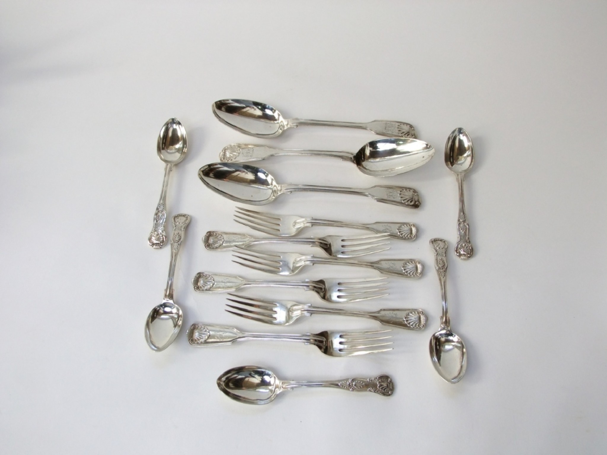 Appraisal: A set of six heavy silver teaspoons Edinburgh gms table