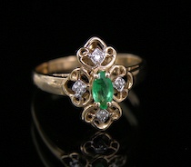 Appraisal: Ladies' Emerald Diamond Gold Ring A k yellow gold ring