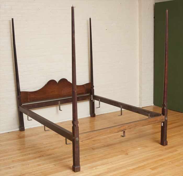 Appraisal: FEDERAL MAHOGANY HIGH-POST TESTER BEDSTEAD With serpentine headboard and low