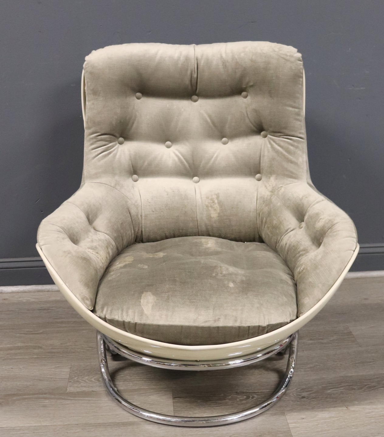 Appraisal: Midcentury Molded Fiberglass Chair on Chrome Base From a West