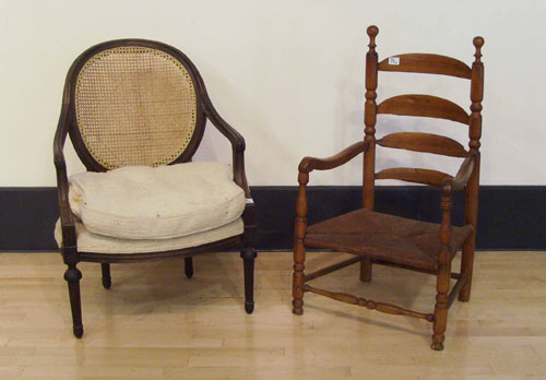 Appraisal: Ladderback armchair late th c together with a Victorian side