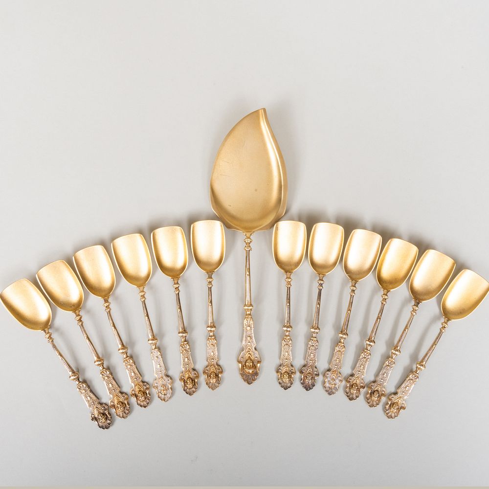 Appraisal: German R Menart Silver Gilt Dessert Service Marked ' '