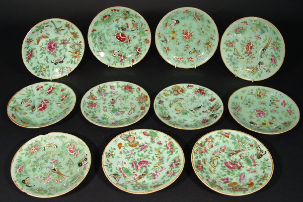 Appraisal: Eleven Chinese porcelain plates each enamelled with birds amongst peony