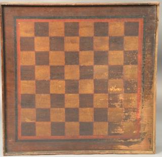 Appraisal: Primitive game board with molded edge x Provenance Estate of