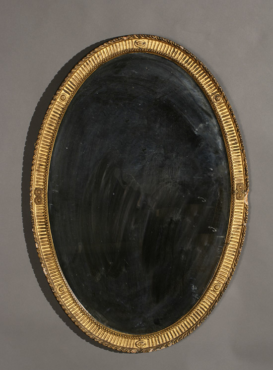 Appraisal: George III Giltwood and Gesso Oval Mirror Circa Having a