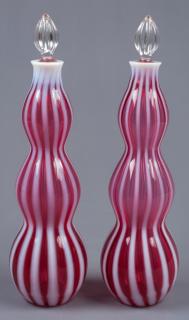 Appraisal: Pair of Triple Gourd Blown Glass Decanters Pair of triple