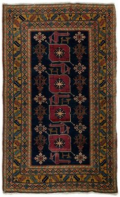 Appraisal: Erivan Armenian rug repeating purple medallions on central blue field