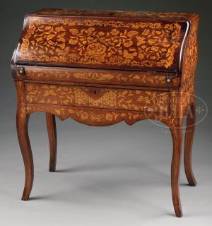 Appraisal: FINE MARQUETRY SLANT LID LADY'S DESK FINE MARQUETRY SLANT LID